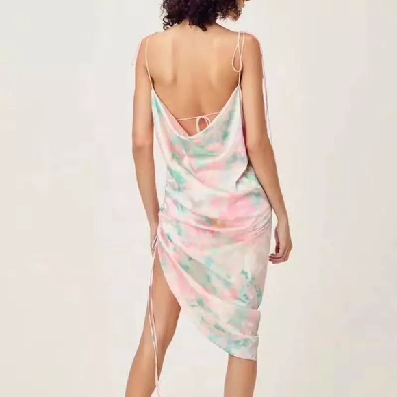 Clouded Sky Cinched Adjustable Tie Dye Strapy Dress - Picture 2 of 15